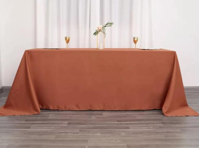 Nappe rectangulaire polyester terracotta - 300x180 cm